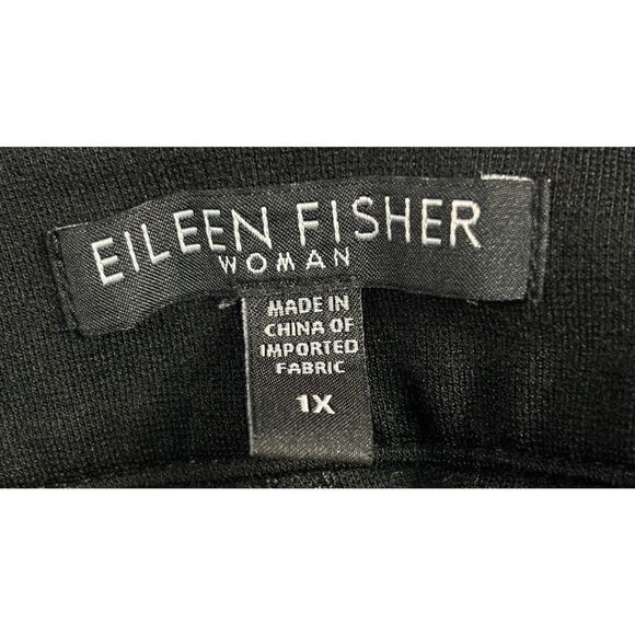 Eileen Fisher Capri Pants Size 1X Black Ankle Length Zipper Bottom Classic - Picture 6 of 11